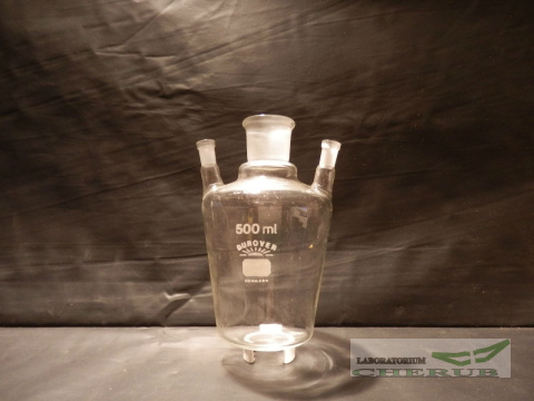 Kolba sercowa trójszyjna 29+2x10 szlify skośne, pojemność 500ml Kolba sercowa trójszyjna 29+2x10 szlify skośne, pojemność 500ml